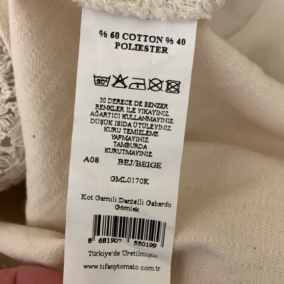 Tiffany & Tomato Knitted Crochet Denim Patch Blouse Shirt - Picture 9 of 10